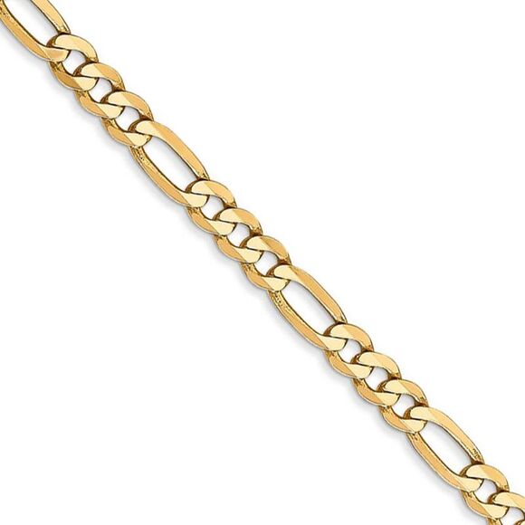 4mm, 14k Yellow Gold, Flat Figaro Chain Necklace, 24 Inch - Picture 1 of 8
